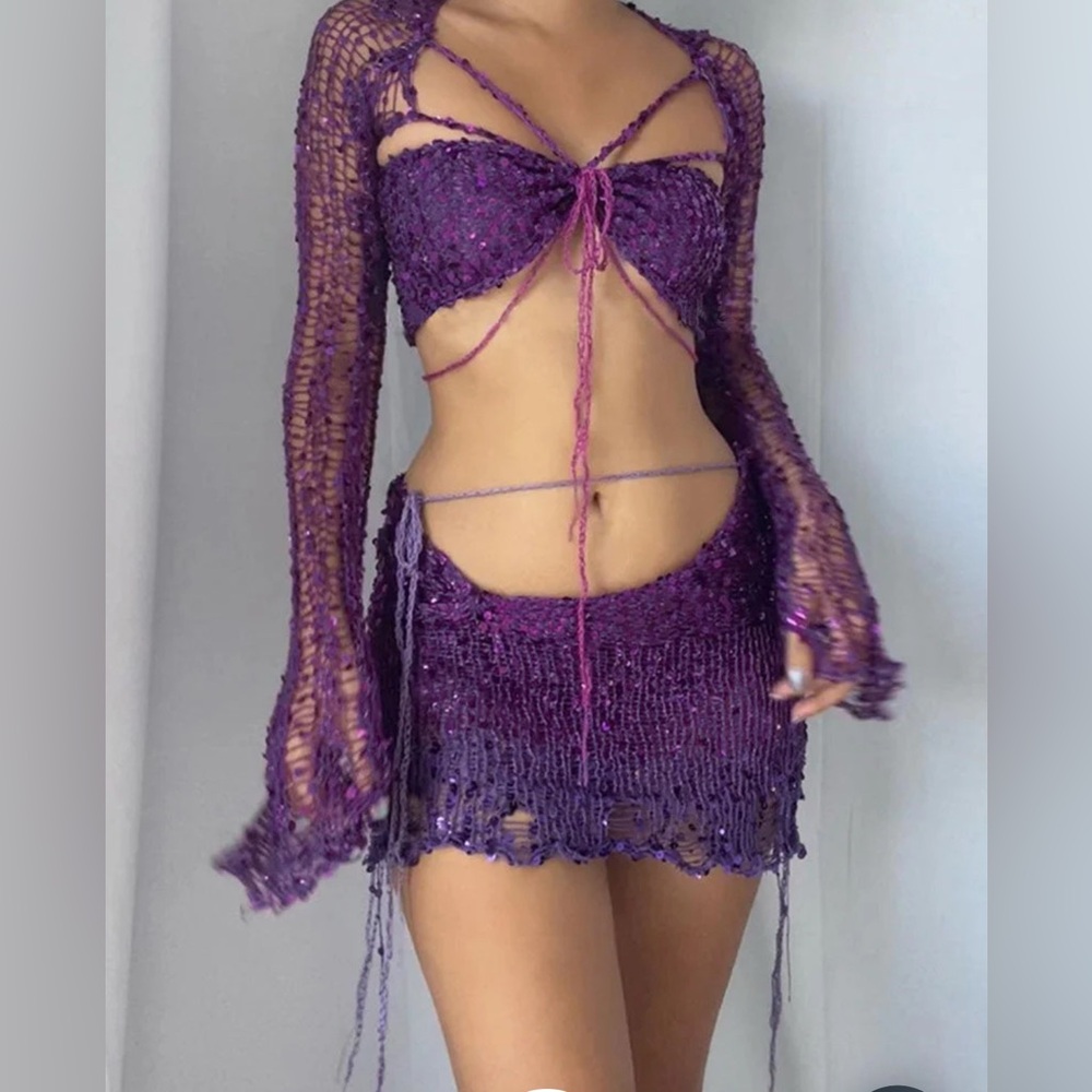 Purple Knit Two-Piece Set